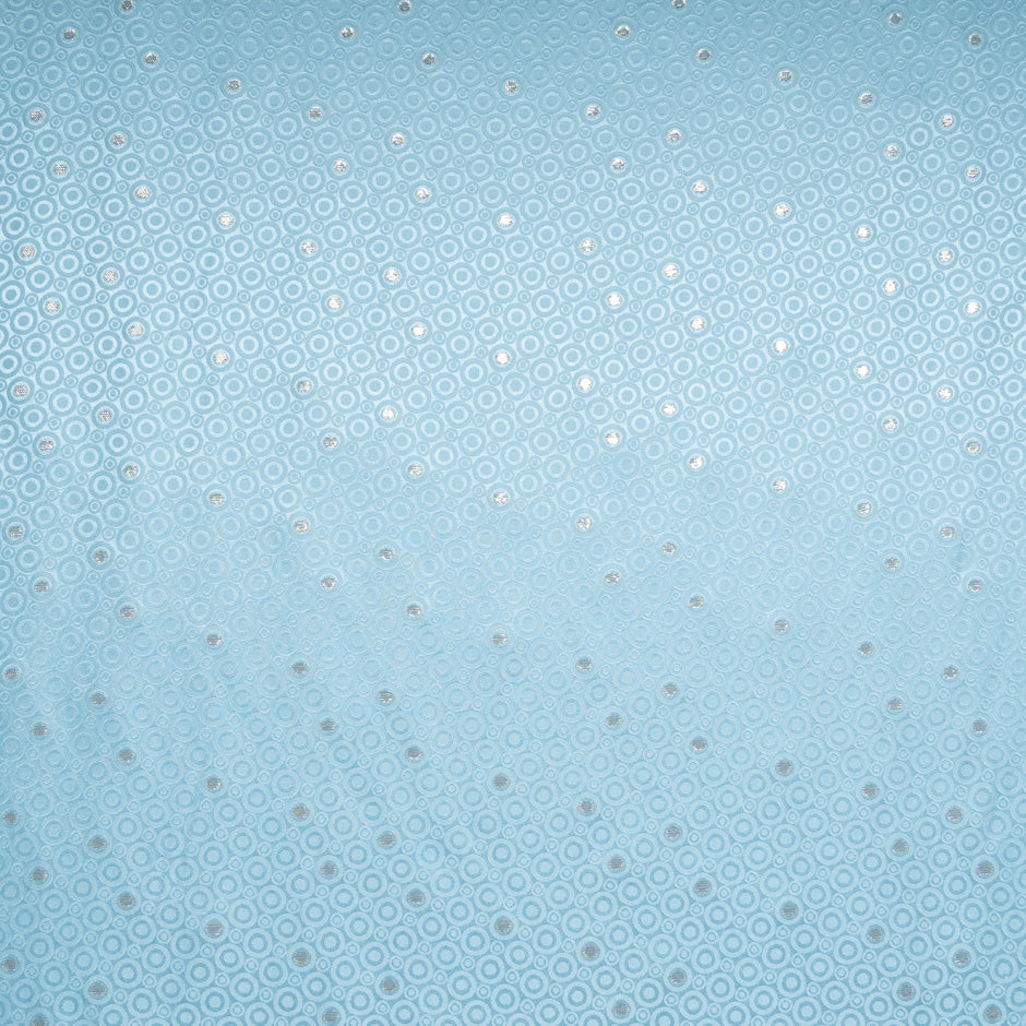 Metallic Jacquard Baby Blue Geo Pure Silk