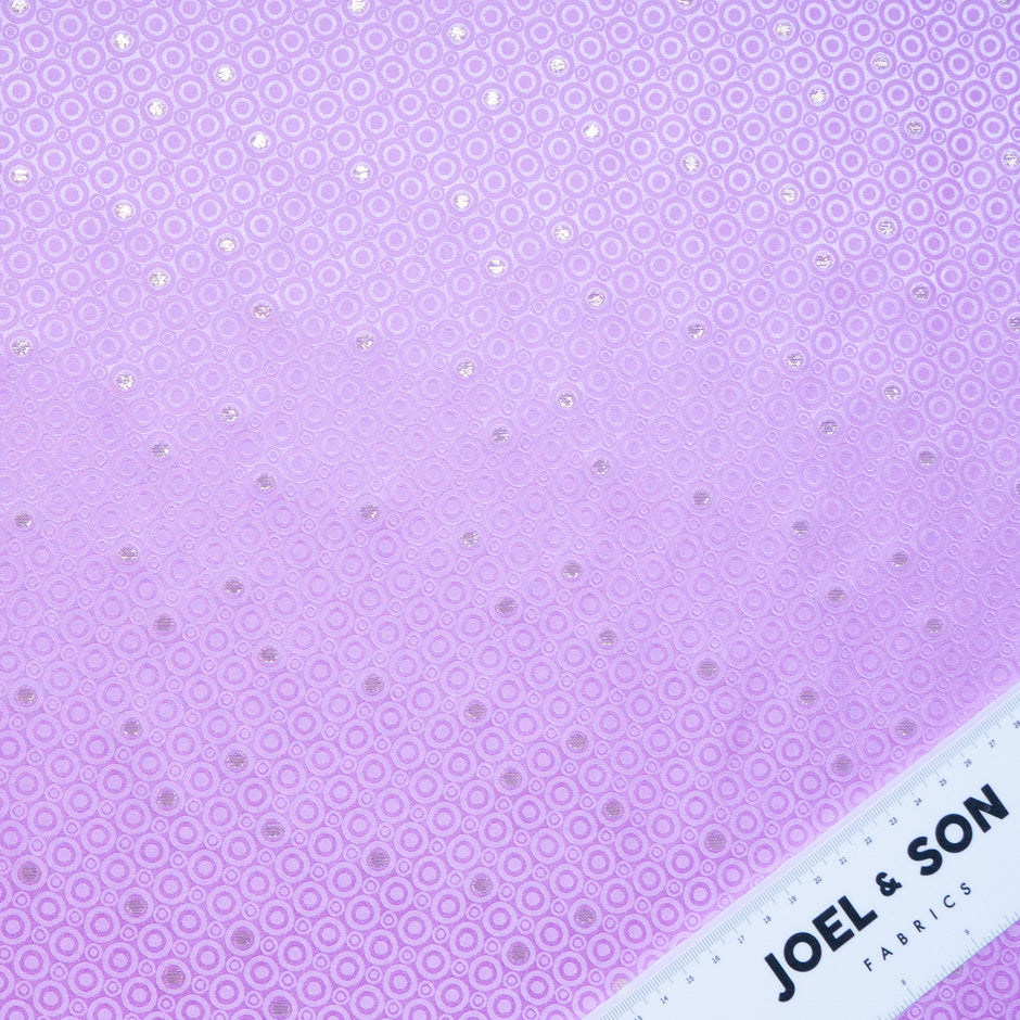 Metallic Jacquard Rich Lilac Geo Pure Silk