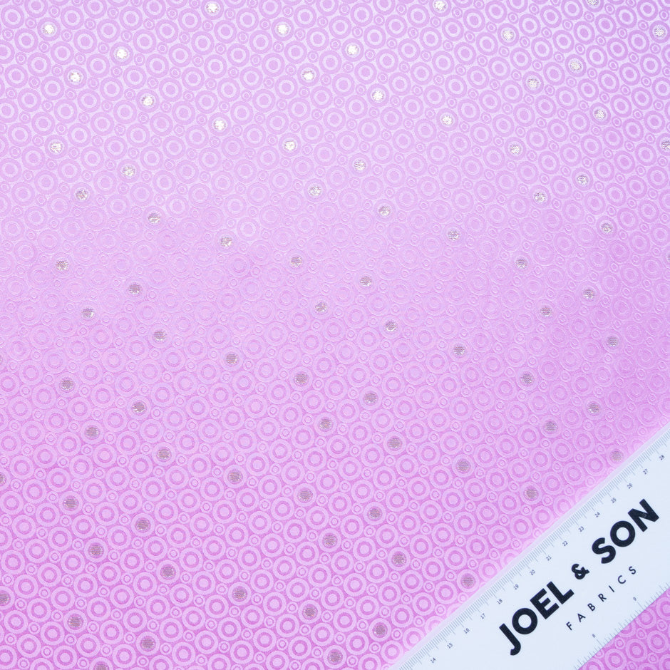 Metallic Jacquard Bubblegum Pink Geo Pure Silk