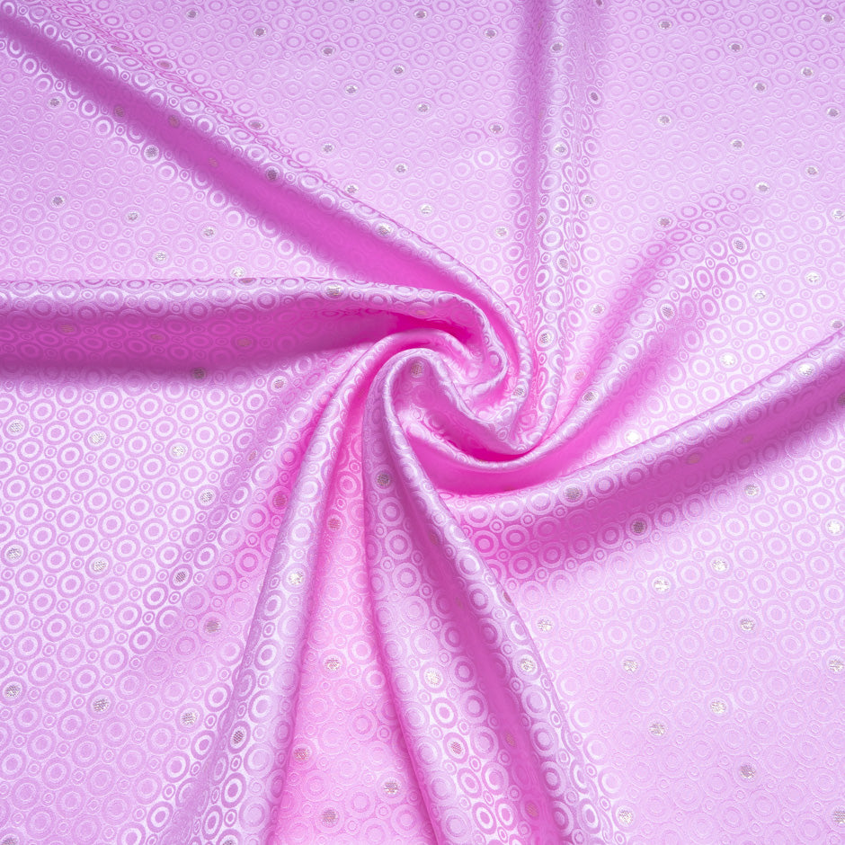 Metallic Jacquard Bubblegum Pink Geo Pure Silk