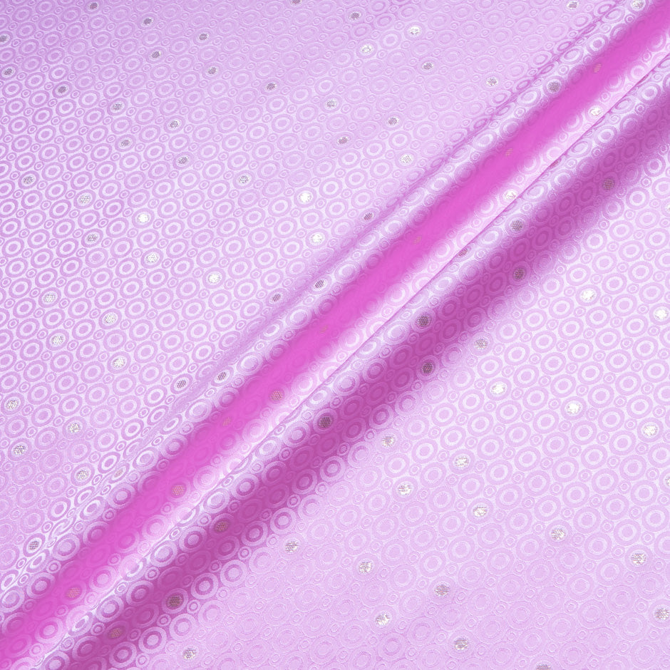 Metallic Jacquard Bubblegum Pink Geo Pure Silk