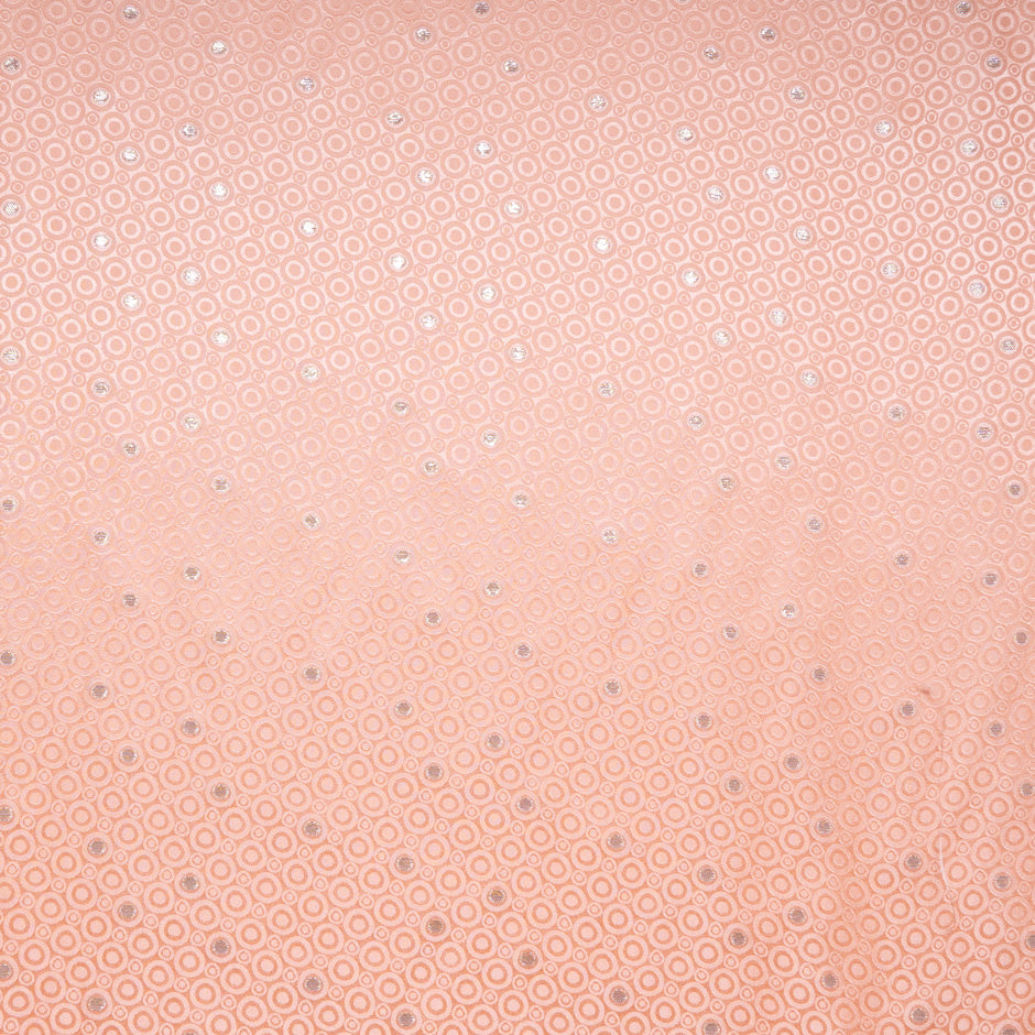 Metallic Jacquard Peach Geo Pure Silk