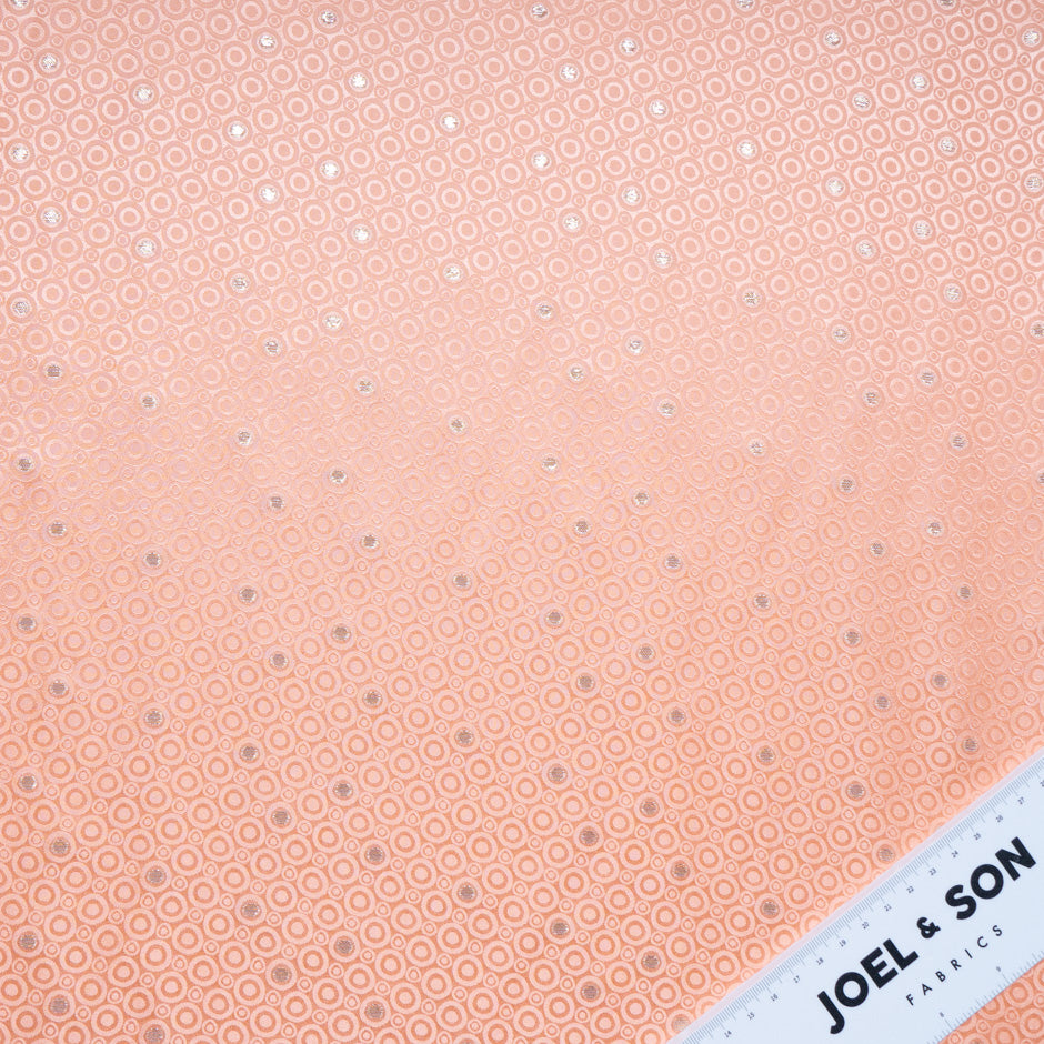 Metallic Jacquard Peach Geo Pure Silk