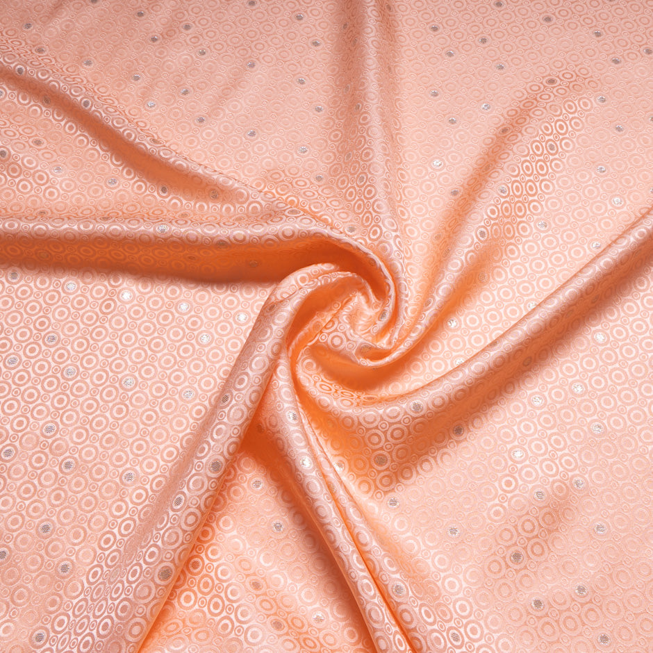 Metallic Jacquard Peach Geo Pure Silk