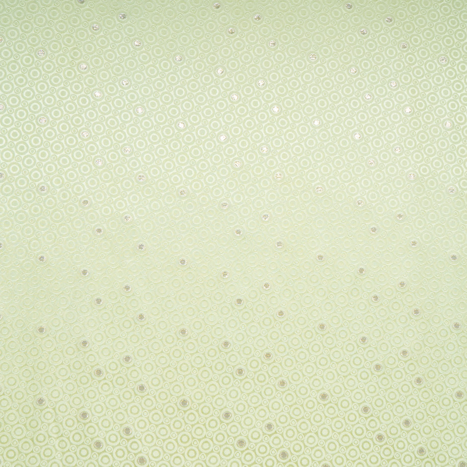 Metallic Jacquard Pale Mint Geo Pure Silk