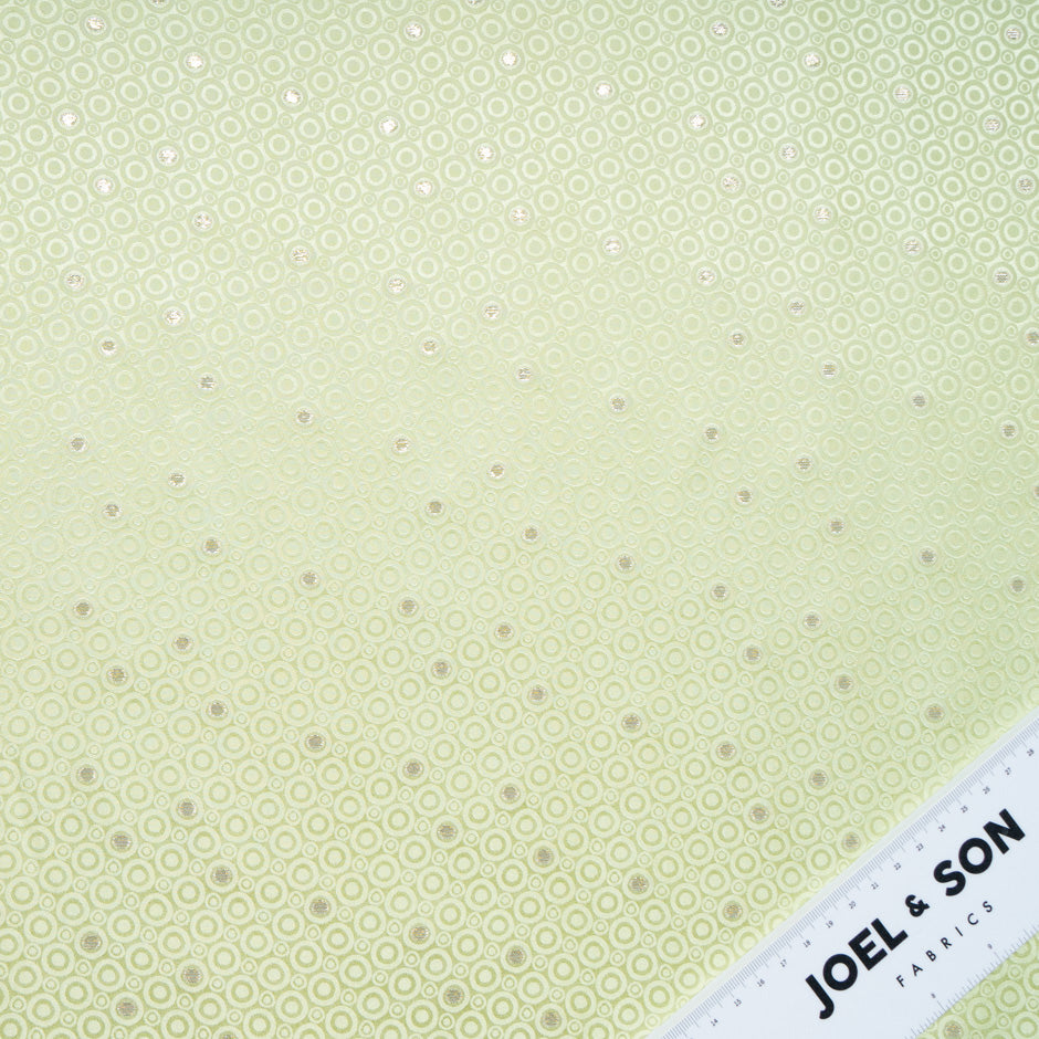 Metallic Jacquard Pale Mint Geo Pure Silk