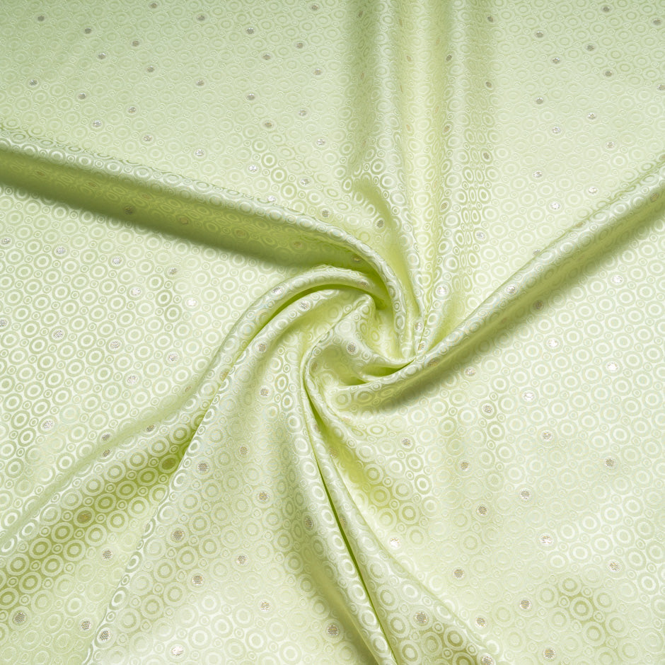 Metallic Jacquard Pale Mint Geo Pure Silk