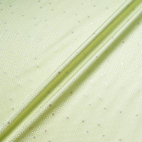 Metallic Jacquard Pale Mint Geo Pure Silk
