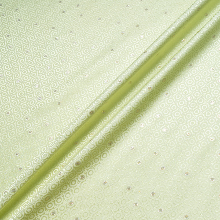 Metallic Jacquard Pale Mint Geo Pure Silk