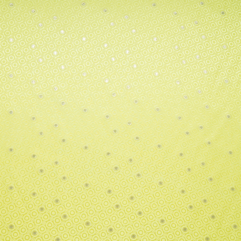Metallic Jacquard Lime Green Geo Pure Silk