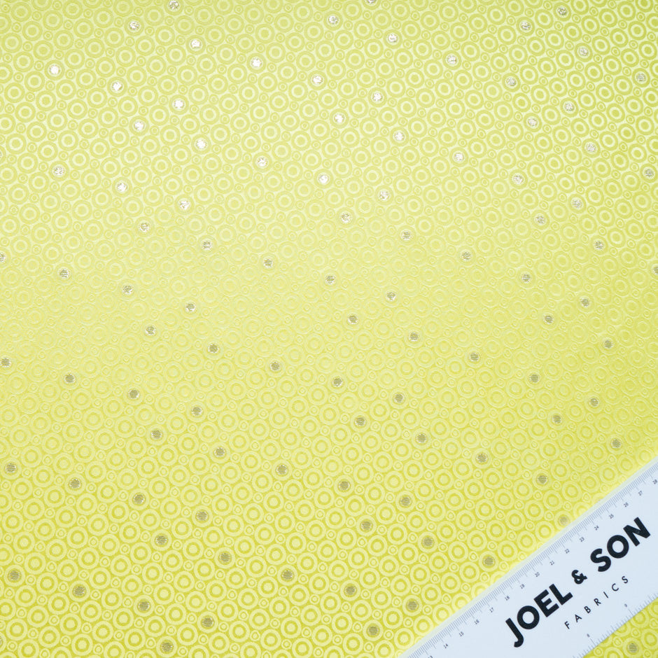 Metallic Jacquard Lime Green Geo Pure Silk