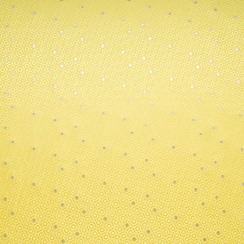 Metallic Jacquard Yellow Geo Pure Silk