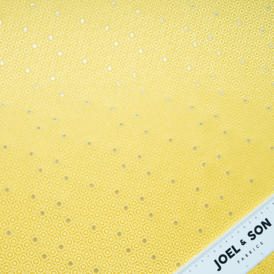Metallic Jacquard Yellow Geo Pure Silk