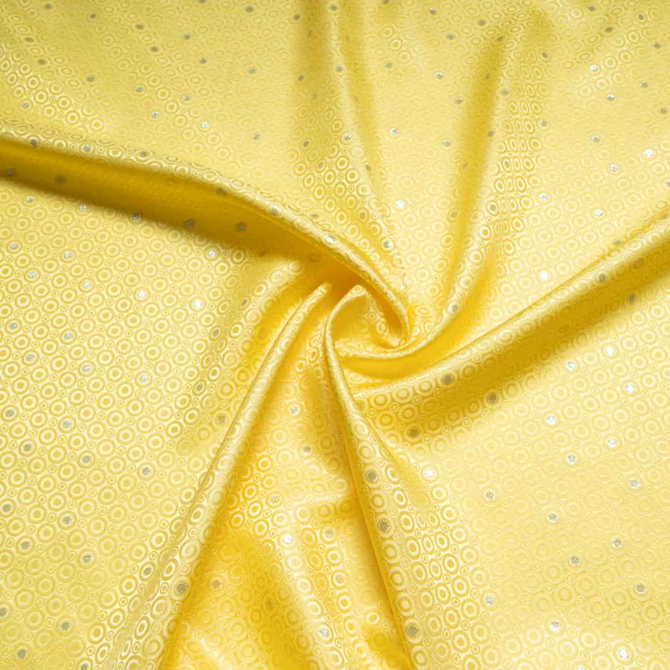 Metallic Jacquard Yellow Geo Pure Silk