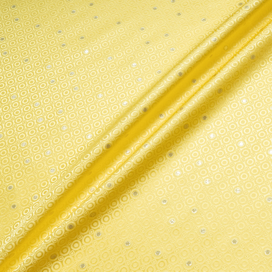 Metallic Jacquard Yellow Geo Pure Silk