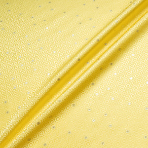 Metallic Jacquard Yellow Geo Pure Silk