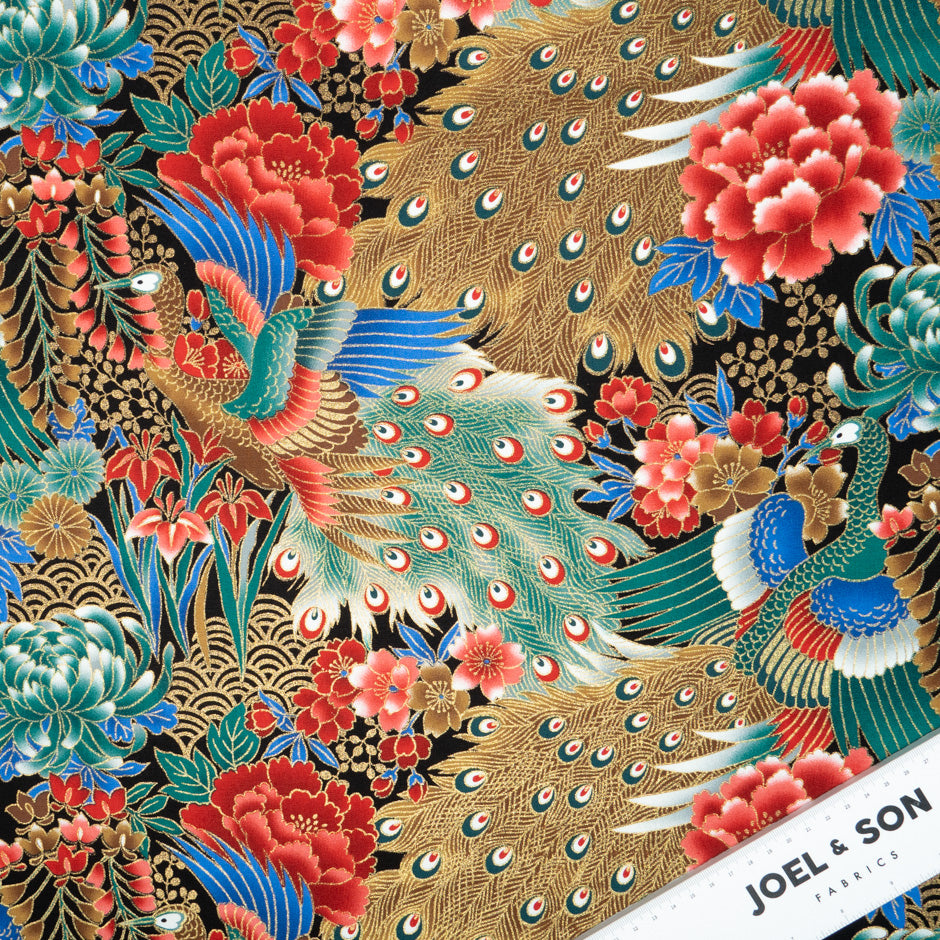 Peacock Printed Metallic Cotton