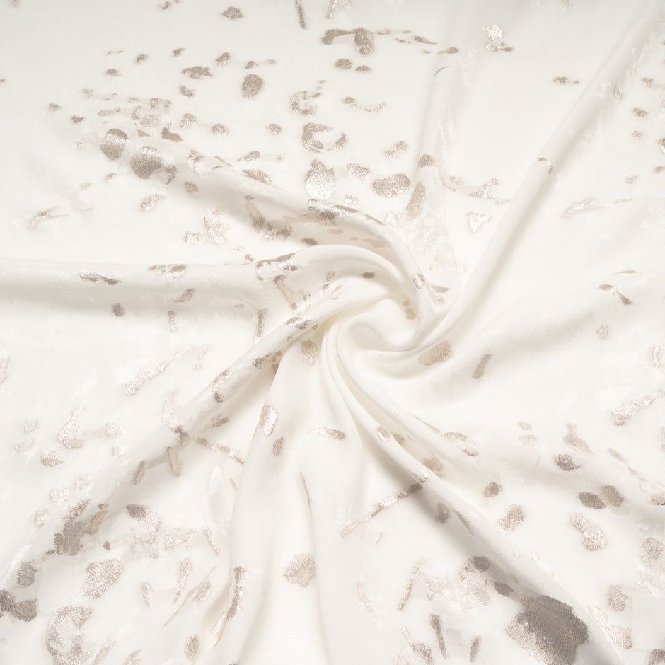 Pale Gold Metallic Jacquard Ivory Silk