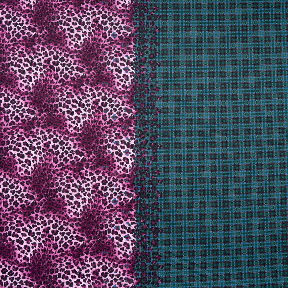 Purple Animal & Check Double Printed Superfine Cotton
