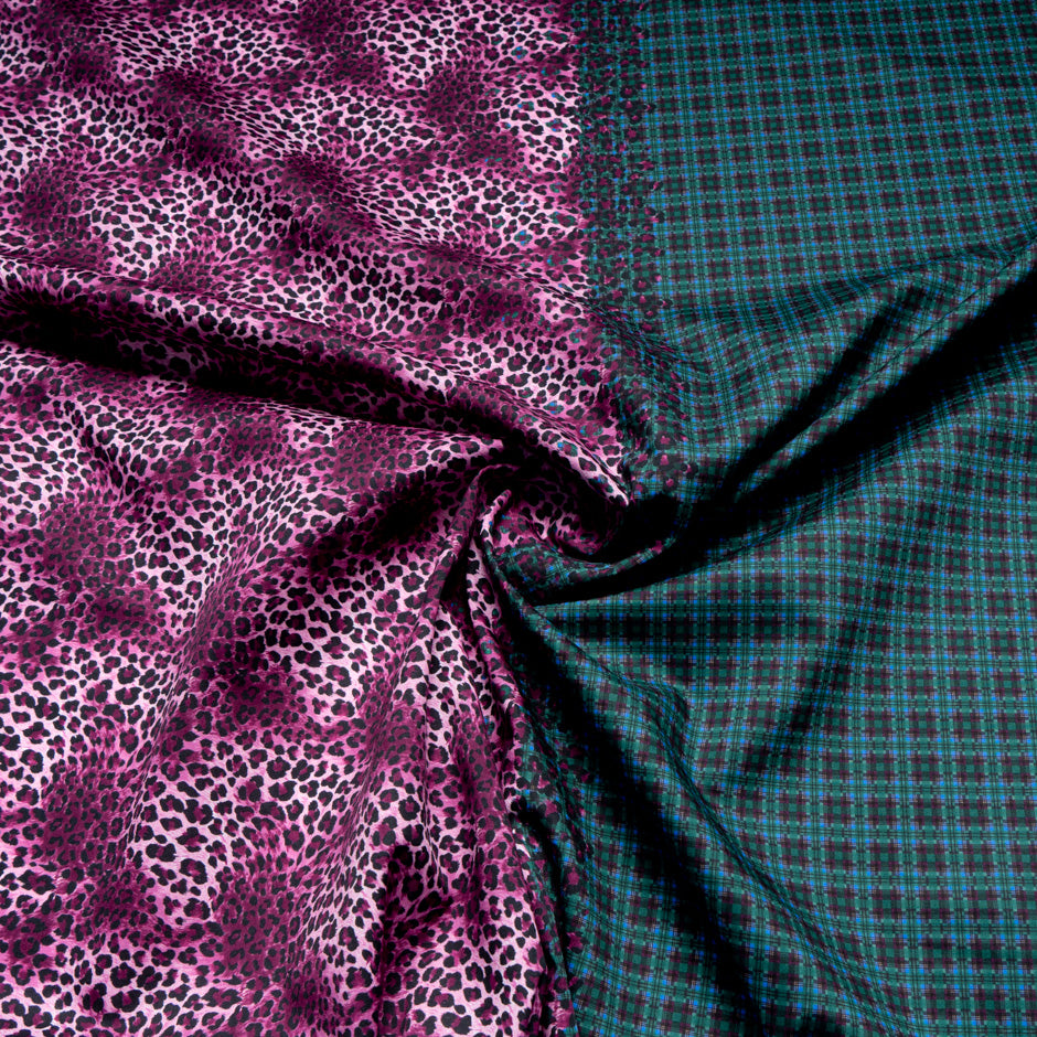 Purple Animal & Check Double Printed Superfine Cotton
