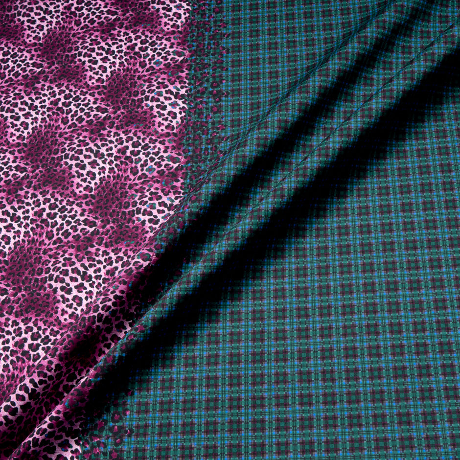 Purple Animal & Check Double Printed Superfine Cotton