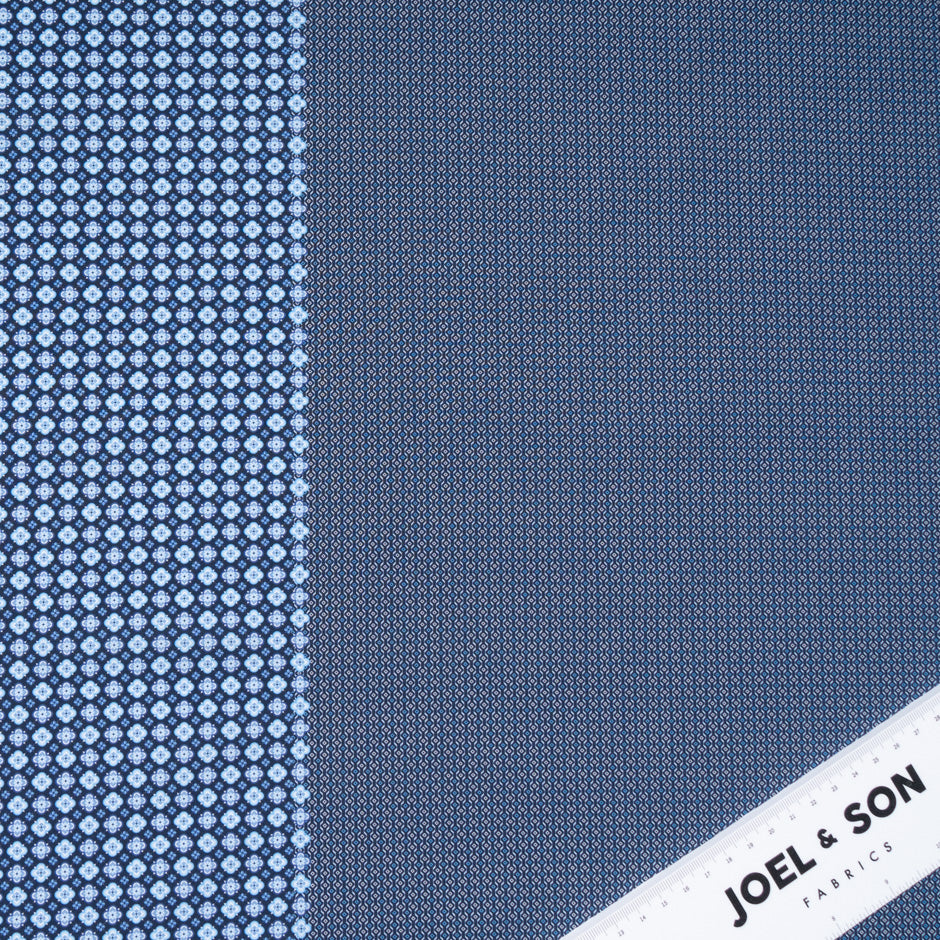 Blue Two-Tone Geo Double Printed Superfine Cotton