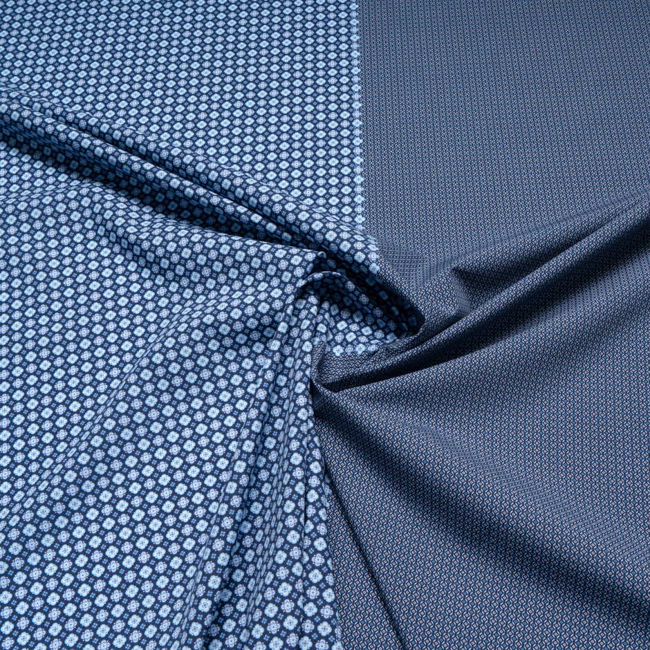 Blue Two-Tone Geo Double Printed Superfine Cotton