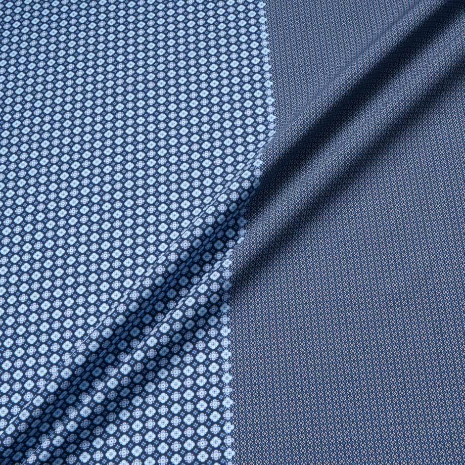Blue Two-Tone Geo Double Printed Superfine Cotton