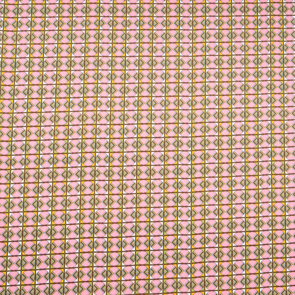 Geometric Printed Candy Pink Raso Cotton