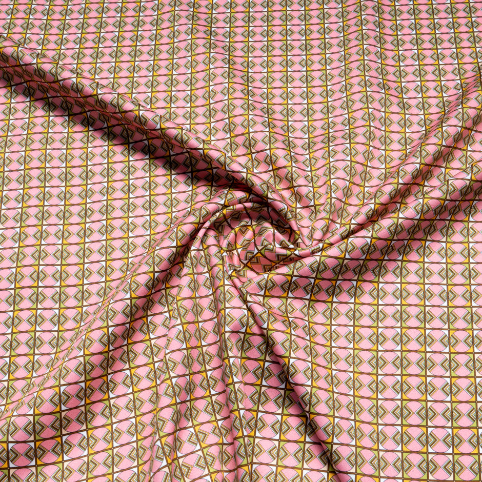 Geometric Printed Candy Pink Raso Cotton
