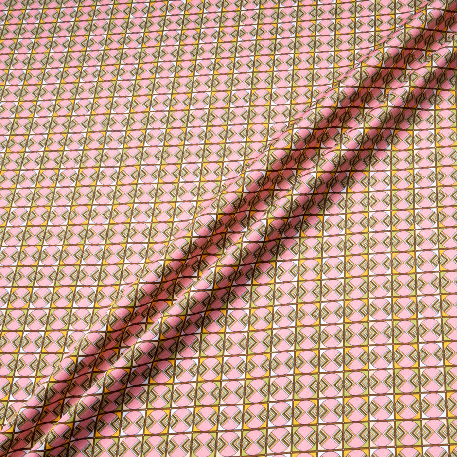 Geometric Printed Candy Pink Raso Cotton