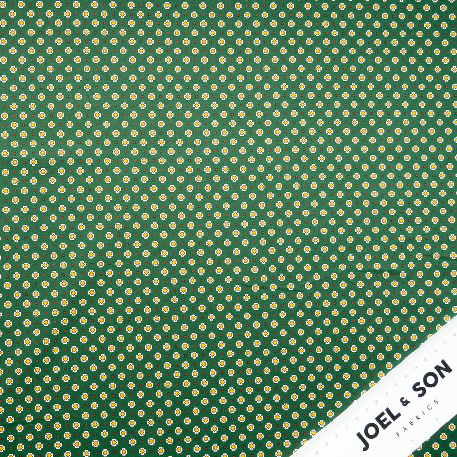 'Daisy' Geometric Printed Luxury Green Cotton