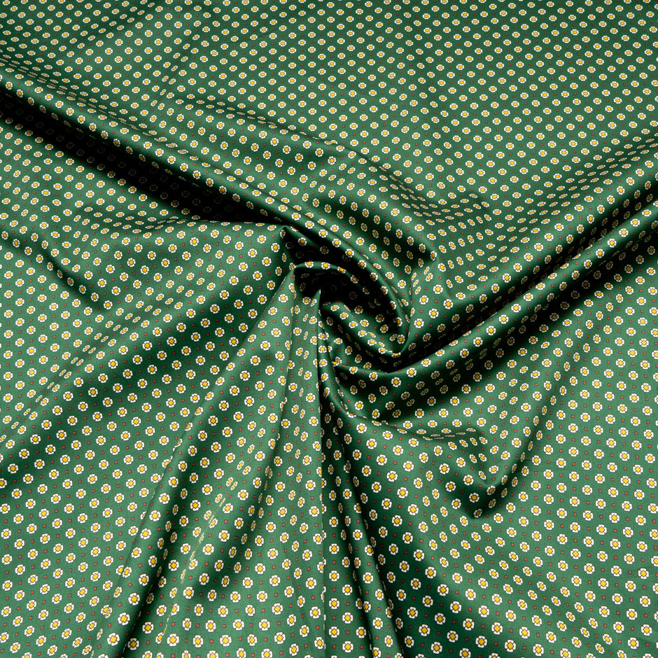 'Daisy' Geometric Printed Luxury Green Cotton