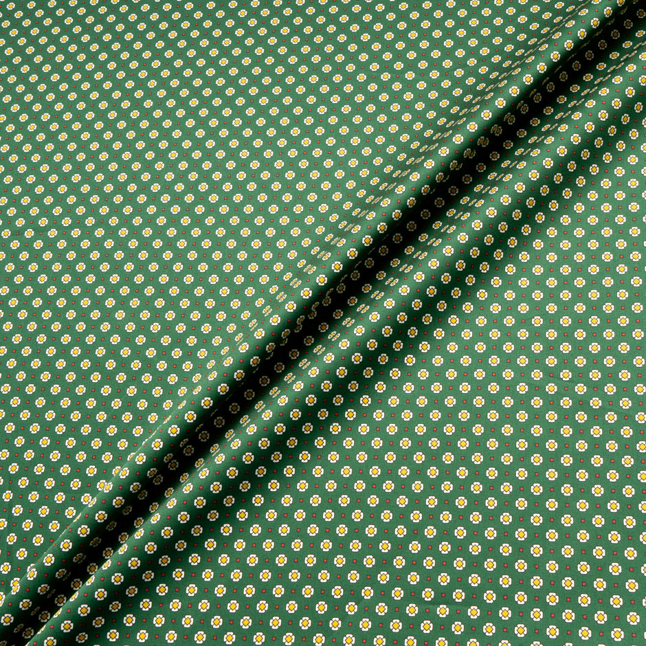 'Daisy' Geometric Printed Luxury Green Cotton