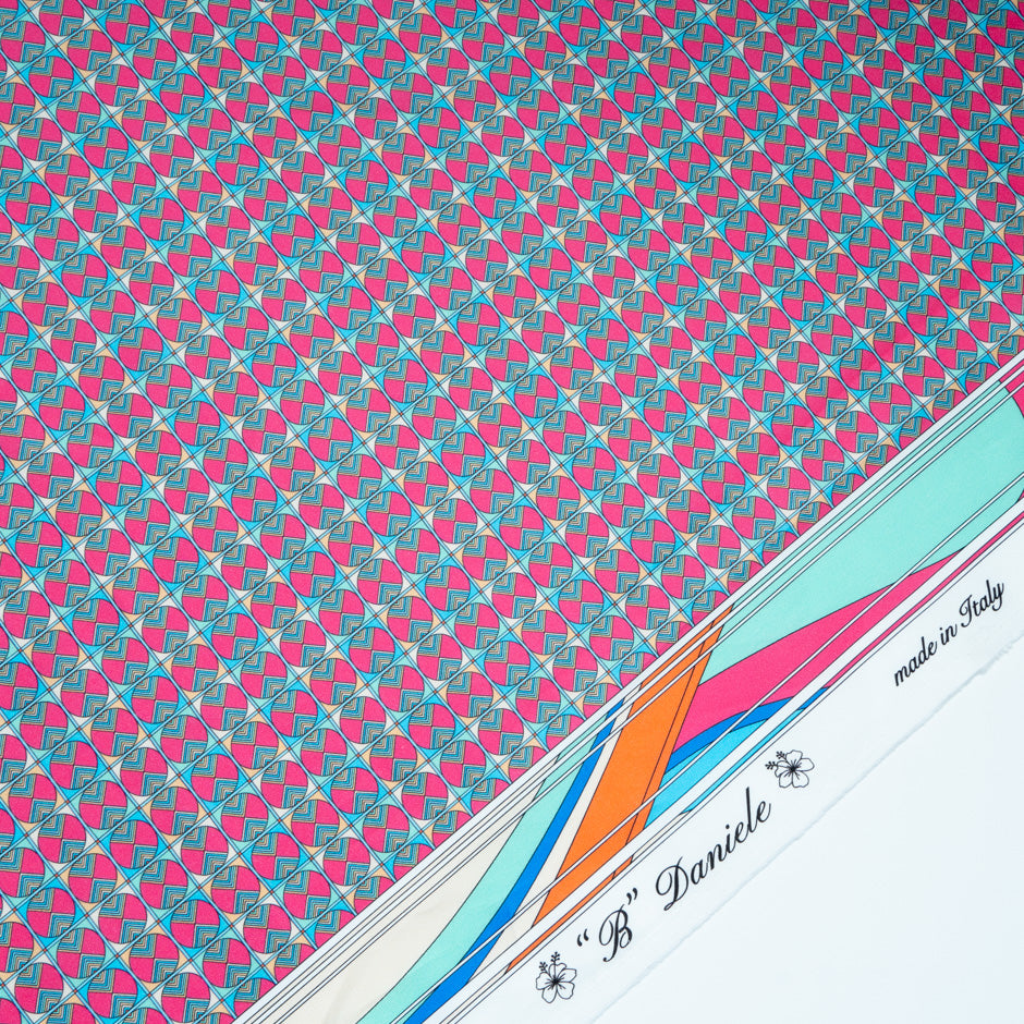 Multi-Coloured Geometric Printed Raso Cotton