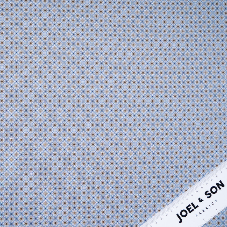 Blue Geometric Printed Luxury Cotton