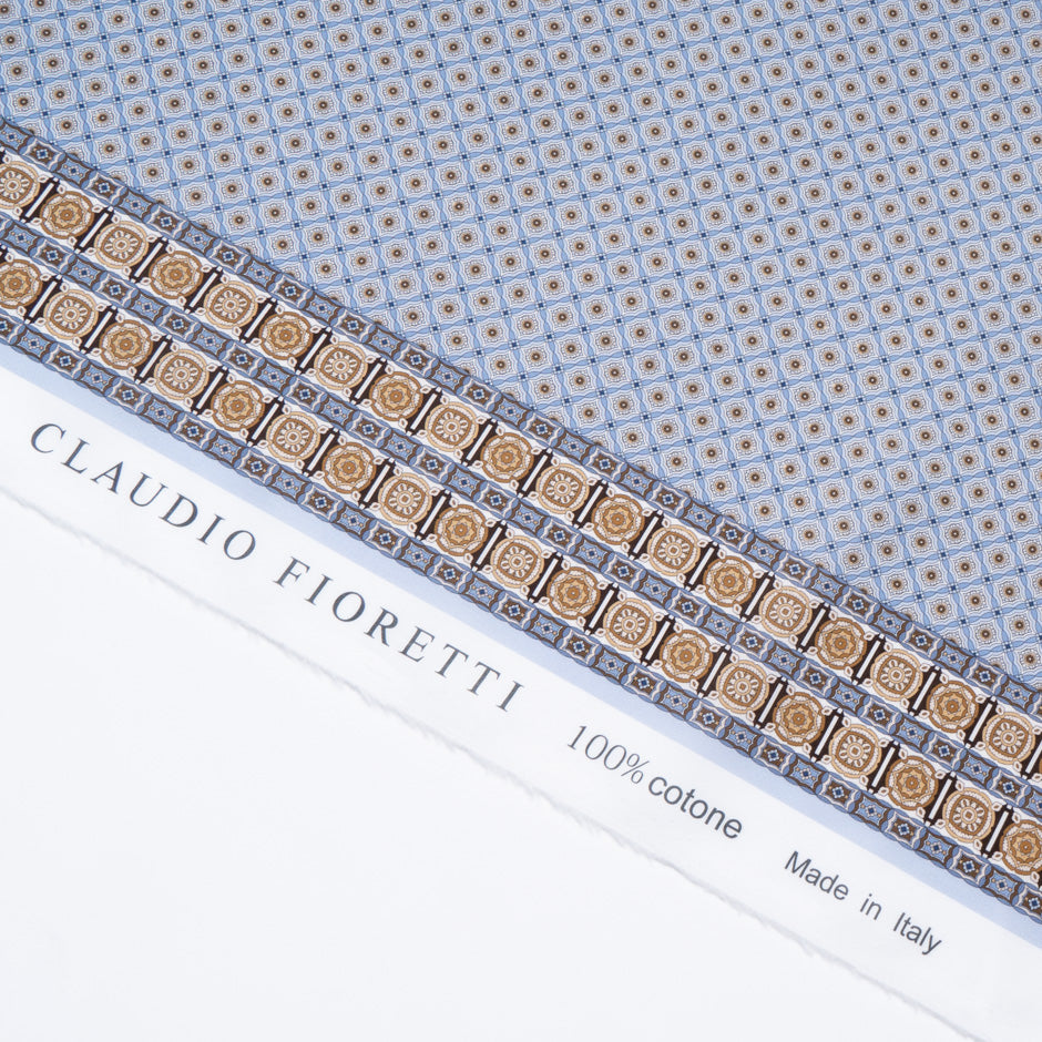 Blue Geometric Printed Luxury Cotton