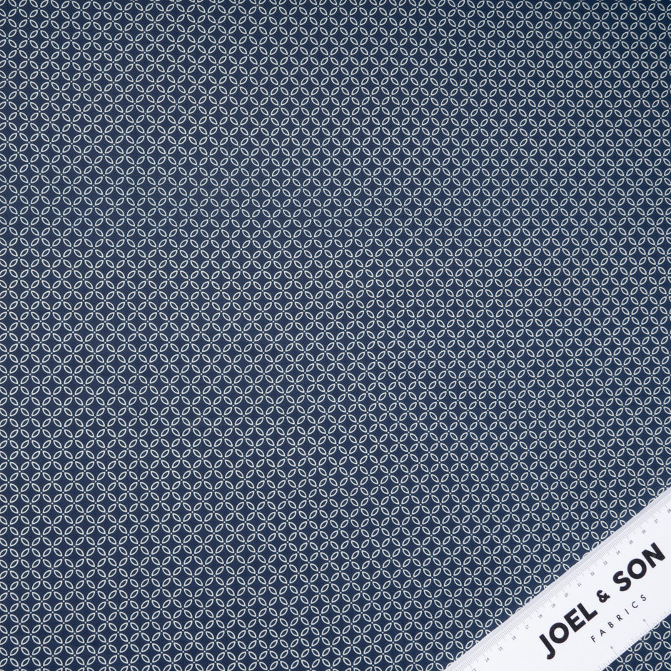 Navy Blue Geometric Printed Luxury Cotton