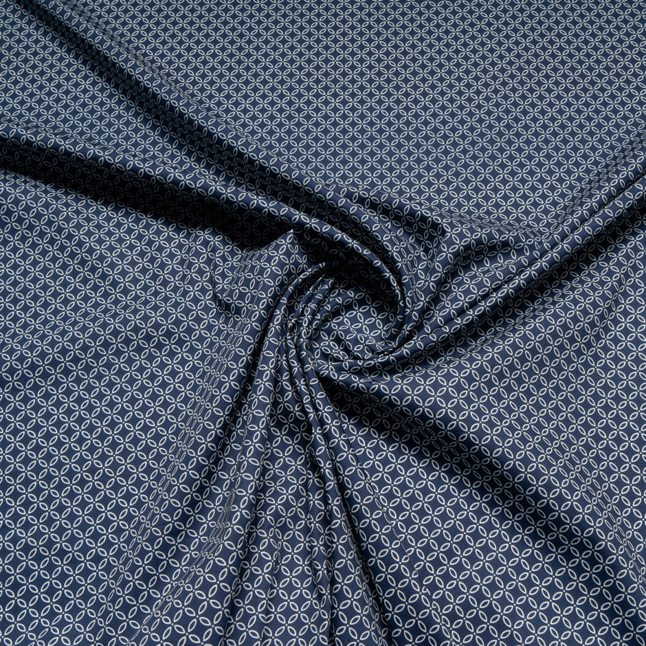 Navy Blue Geometric Printed Luxury Cotton
