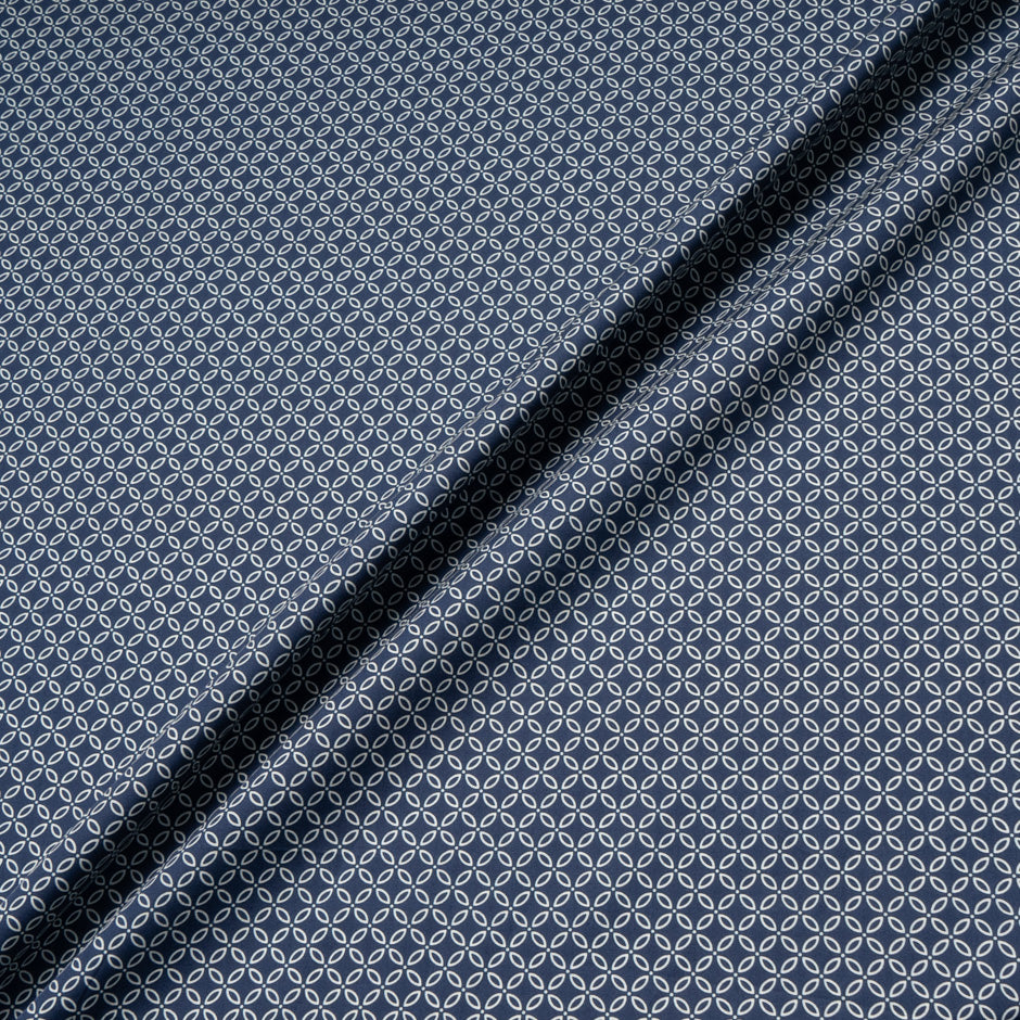 Navy Blue Geometric Printed Luxury Cotton