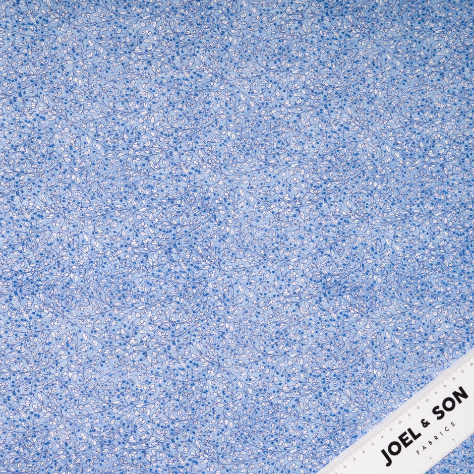 Delicate Floral Printed Blue Cotton