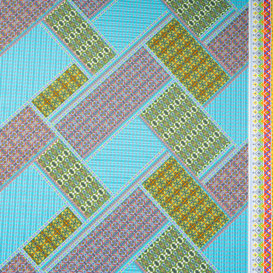 Patchwork Printed Dani Maki Turquoise Pure Cotton