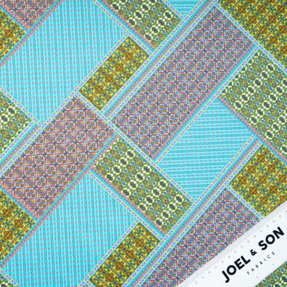 Patchwork Printed Dani Maki Turquoise Pure Cotton