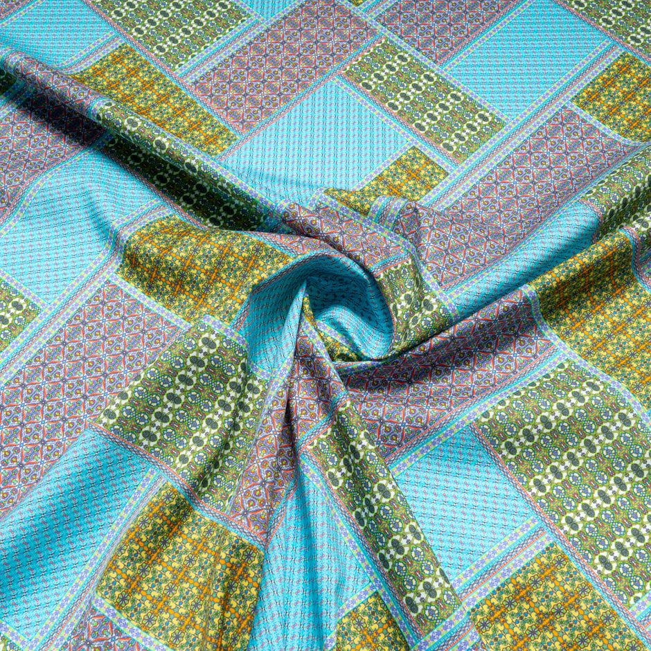 Patchwork Printed Dani Maki Turquoise Pure Cotton