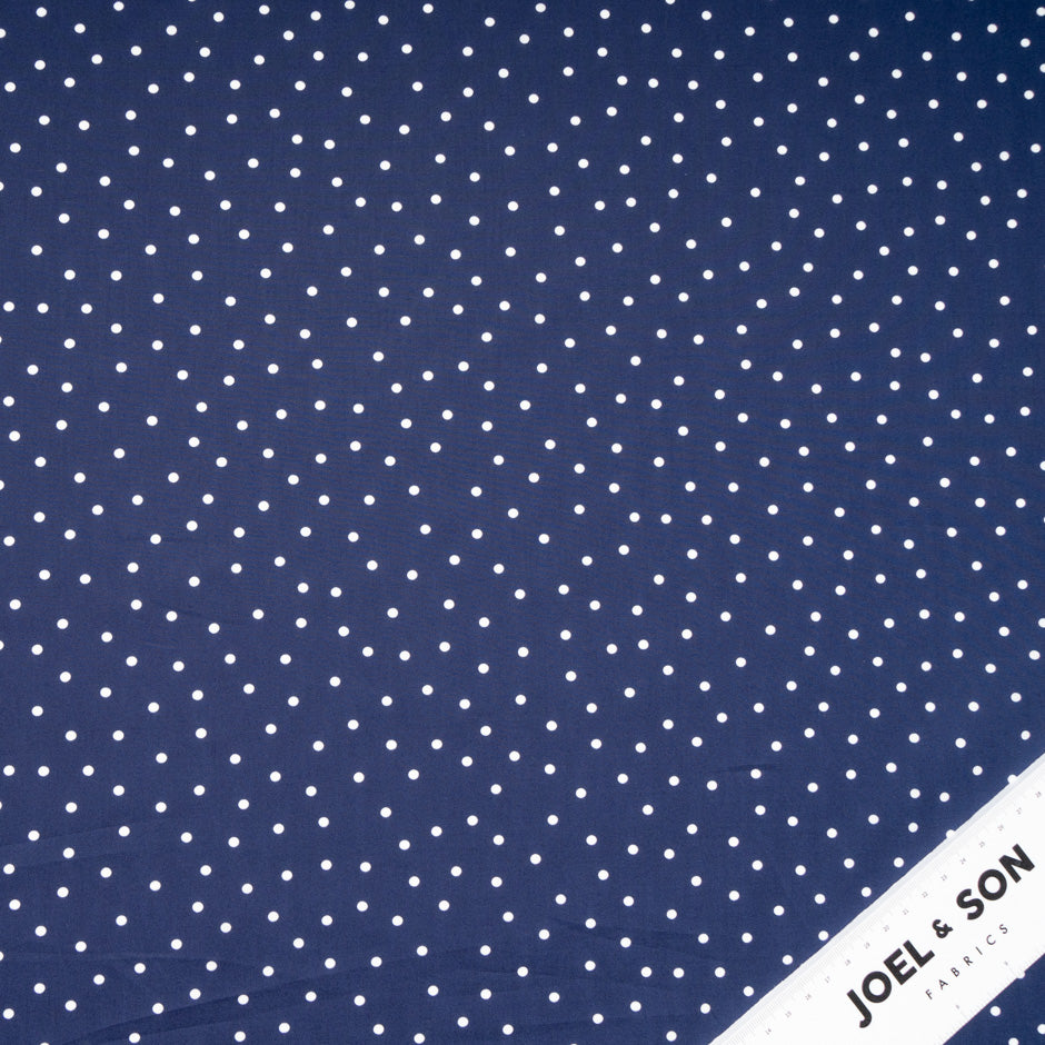 White Spotted Navy Blue Cotton