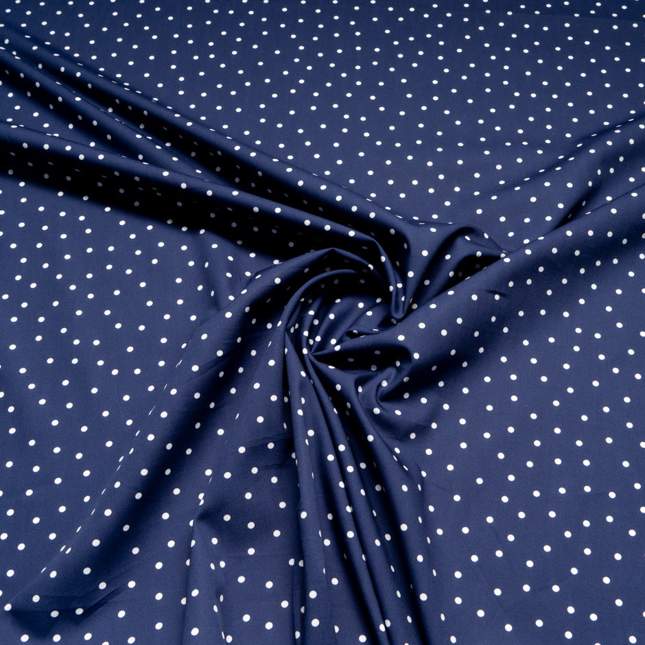 White Spotted Navy Blue Cotton