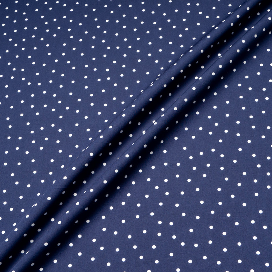 White Spotted Navy Blue Cotton