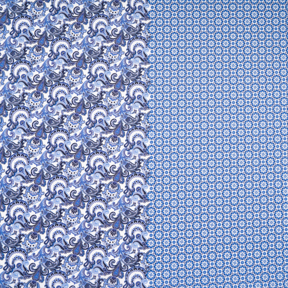 Blue Geo Double Printed Superfine Cotton