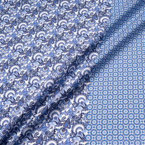 Blue Geo Double Printed Superfine Cotton