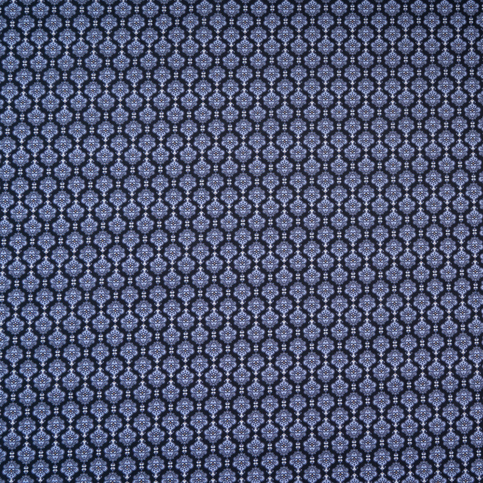 Dark Blue Paisley & Geo Double Printed Cotton